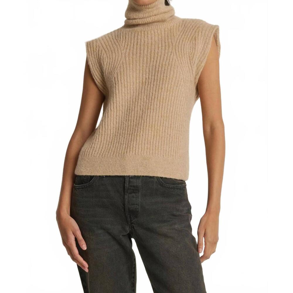 NEW NATION LTD isha turtleneck tank sweater in shiny moonbeam